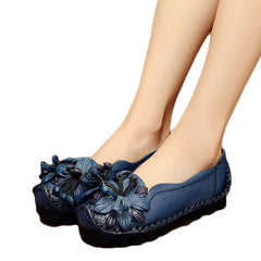 Echte Leder-Ballerinas mit Blumen