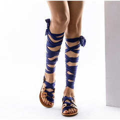 Sandalias de gladiador con punta abierta y cordones cruzados