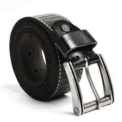 Handgefertigter Herrengürtel aus Leder mit Stahlschnallen B010