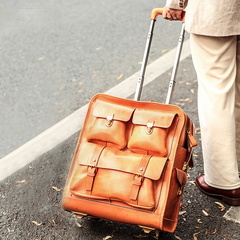 Luxury Vintage Leather Pilot Trolley Case