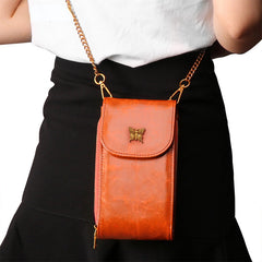Vintage Kette Crossbody Leder Mini Handytasche