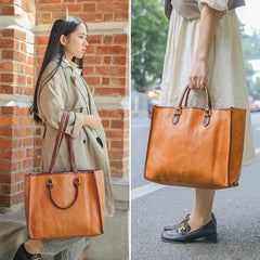 Luxury Vege Tanned Leather Tote Handbags