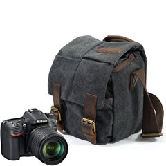 Wasserdichte Kameratasche aus Vintage-Leder und Canvas