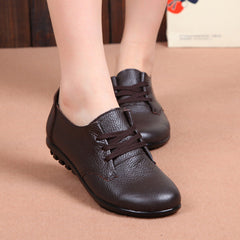 Mocasines de punta redonda de cuero genuino