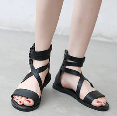 Sandalias de cuero con punta abierta