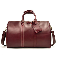 Weinrote Schulter-Reisetasche aus Leder