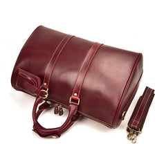 Weinrote Schulter-Reisetasche aus Leder