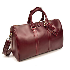 Weinrote Schulter-Reisetasche aus Leder