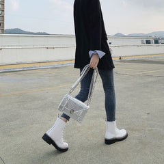 Botas casuales de plataforma de cuero genuino