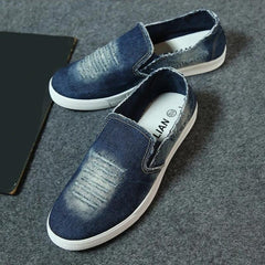 Zapatos planos casuales de mezclilla transpirables para hombre