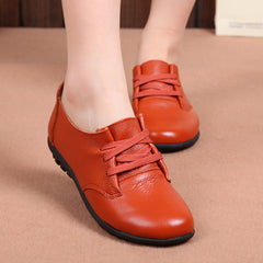 Mocasines de punta redonda de cuero genuino