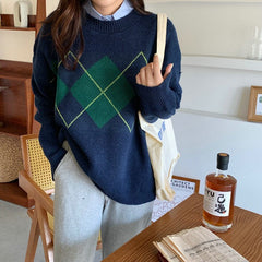 80er Oma Argyle Pullover