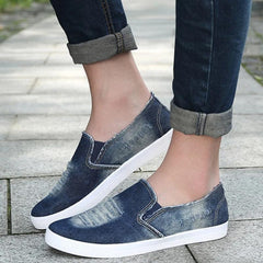 Zapatos planos casuales de mezclilla transpirables para hombre