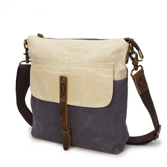 Vintage Herren Leder Canvas wasserdichte Tasche