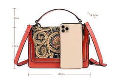 Bolsos de cuero grabados a mano de lujo