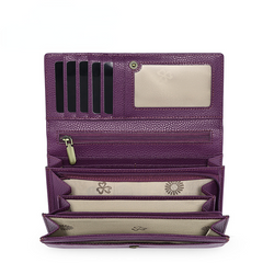 Cartera larga de piel de vacuno con RFID