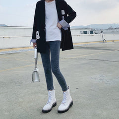 Botas casuales de plataforma de cuero genuino