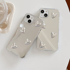 Funda para iPhone con espejo y corazón estético