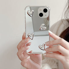 Funda para iPhone con espejo y corazón estético
