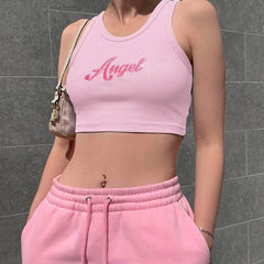 Geripptes Oberteil mit Engel