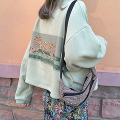 Kurzes Sweatshirt mit Engel-Motiv