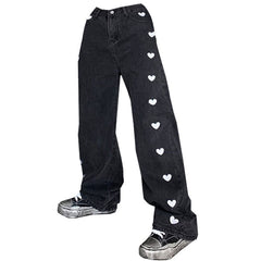 Schwarze Jeans mit Herzen