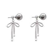 Bow Pendant Pearl Earrings