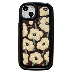Brown Flowers Fuzzy Case For IPhone