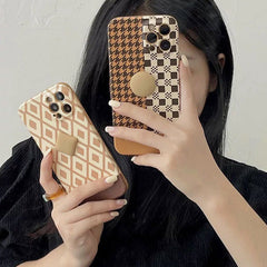 Brown Houndstooth Case For IPhone