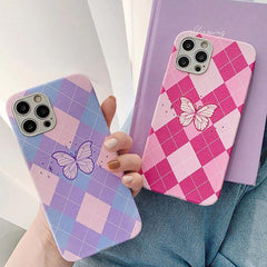 iPhone-Hülle & Cover mit Schmetterlings-Argyle-Muster