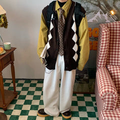 Weste mit Knopfleiste und Argyle-Muster