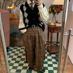 Weste mit Knopfleiste und Argyle-Muster