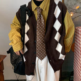 Weste mit Knopfleiste und Argyle-Muster