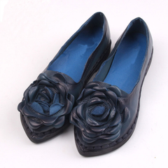 Ballerinas aus echtem Leder mit spitzer Spitze