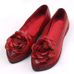 Ballerinas aus echtem Leder mit spitzer Spitze