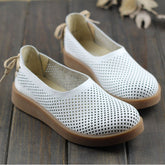 Atmungsaktive Ballerinas aus echtem Leder mit Hohlsaum