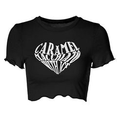 Kurzes Top mit Karamell-Macchiato-Muster