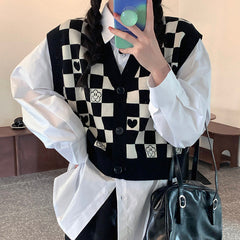 Kurze Weste mit Schachbrettmuster