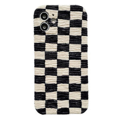 Funda mullida a cuadros para iPhone