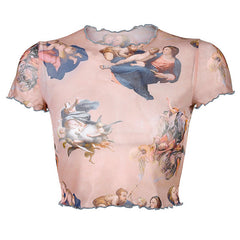Kurzes Top mit Cherub-Print