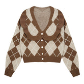 Coffee Time Argyle Cardigan
