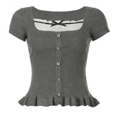 Coquette Aesthetic Rib Top