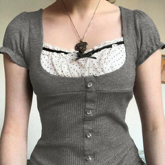 Coquette Aesthetic Rib Top