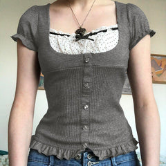 Coquette Aesthetic Rib Top