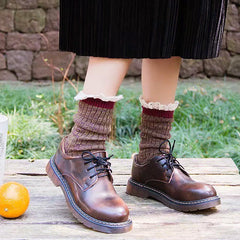 Calcetines de punto con volantes de estilo cottage