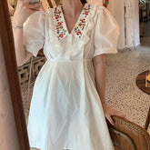 Cottagecore-Kleid mit Kragen