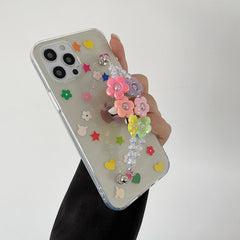 Funda para iPhone con cadena de cuentas y margaritas