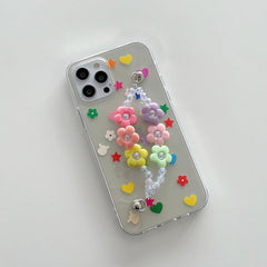 Funda para iPhone con cadena de cuentas y margaritas