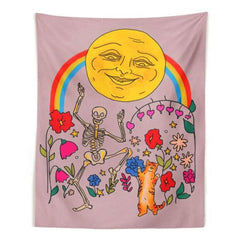 Wandteppich mit tanzenden Katzen