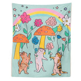 Wandteppich mit tanzenden Katzen